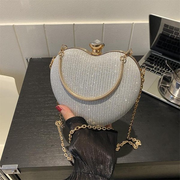 Wieczorowa KopertóWka Torebka Damska BłYszcząCa Torebka W KształCie Serca KopertóWka Moda Torba Na Ramię Z łAńCuszkiem Crossbody Luksusowa Torebka Damska-image