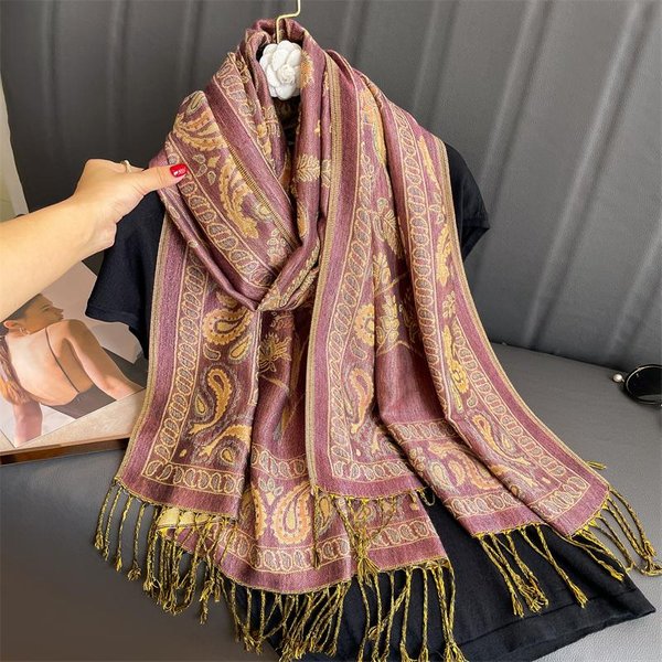 Luksusowy Jesienny Kaszmirowy Szal Pashmina Dla Pań, CiepłY Zimowy Szalik Z Nadrukiem, Damski Foulard, BawełNiane Szale Black-image