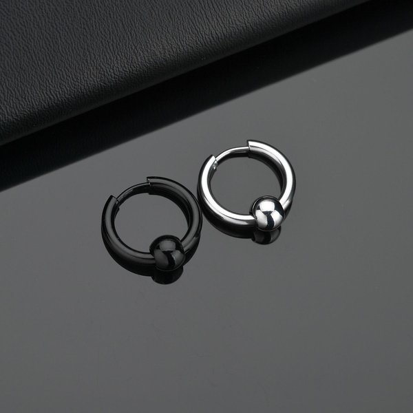 1 Par Pendientes De Aro De Acero Inoxidable Para Hombre Mujer CíRculo PequeñO Bola De Metal AntialéRgico Hebilla De Oreja Rock Hip Hop ZircóN 8Mm-image