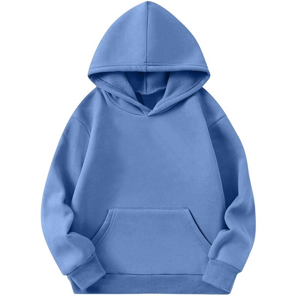 DziecięCa Bluza Z Kapturem LuźNa Z DłUgim RęKawem - Swobodna Bluza Unisex Dla ChłOpcóW I DziewcząT 140 BłęKitny Kolor-image