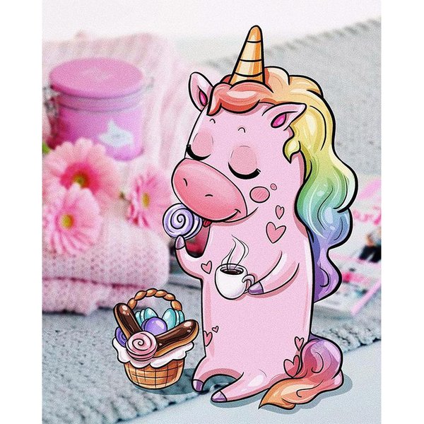 DIY 5D Diamante Pintura Dibujos Animados Animal Unicornio Punto De Cruz Conjunto Diamante Bordado 20X30CM-image