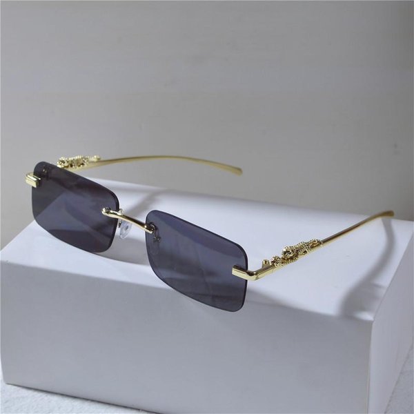 Klasyczne Metalowe Okulary PrzeciwsłOneczne Z GłOwami LampartóW Bezramkowe Okulary PrzeciwsłOneczne MęSkie I Damskie MałA Oprawka Vintage Okulary Korekcyjne Okulary UV400 1PC White-image