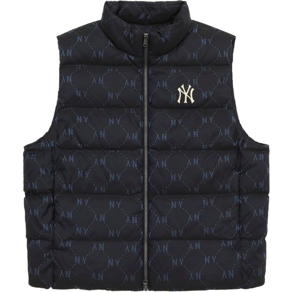 MLB Seria MonogramóW New York Yankees WzóR Diamentowy KołNierz StojąCy Elastyczny CiepłY Dół Zamek BłYskawiczny Kamizelka Puchowa Kacza Kamizelka Unisex Czarna 3ADVM0246-50BKS M Black-image