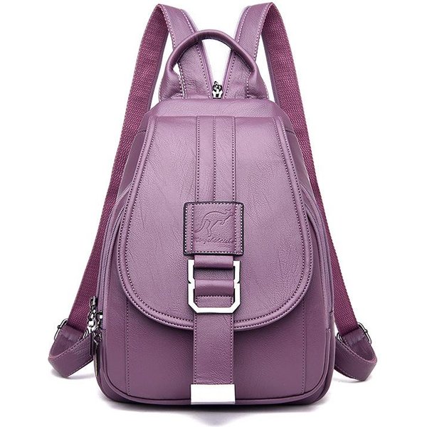 Mochila Simple Y Sencilla Para Mujer VersióN Coreana Casual Cuero Suave Gran Capacidad Mochila Para Mujer-image