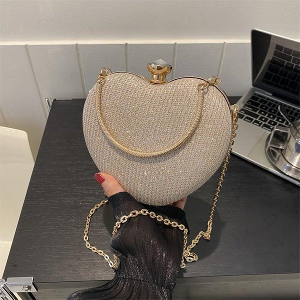 Wieczorowa KopertóWka Torebka Damska BłYszcząCa Torebka W KształCie Serca KopertóWka Moda Torba Na Ramię Z łAńCuszkiem Crossbody Luksusowa Torebka Damska-image