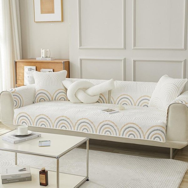 Bordado ArcoíRis Fundas De Sofá AlgodóN Antideslizante Alfombra De Sofá Invierno CáLido Fundas De Sofá Para Sala De Estar Color SóLido Toalla De Sofá Suave 70X70Cm 1Pcs-image