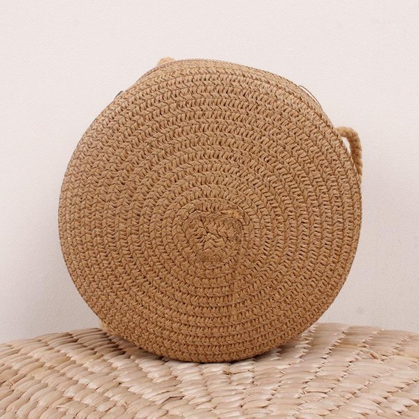 Letnie Tkane SłOmiane Torby Typu Crossbody Dla Kobiet Modna OkrąGłA RęCznie Robiona Rattanowa MałA Torebka PlażOwa PodróżNa Damska Torba Na Ramię-image
