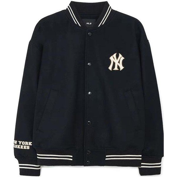 MLB FW23 New York Yankees Styl College Moda Wszechstronna Kurtka Baseballowa Kurtki Unisex Czarny 3AJPV0134-50BKS L-image