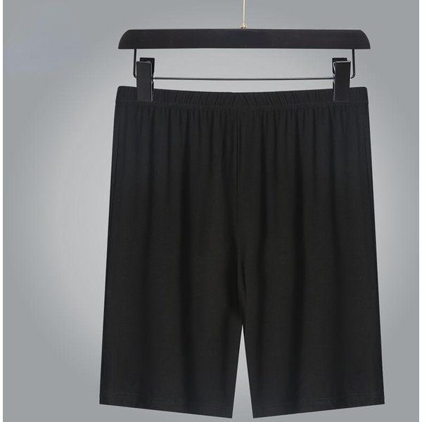 Pantalones De Pijama Para Hombre Verano Estilo Fino Modal Talla Grande Pantalones Cortos Gordos Extra Pantalones Para El Hogar Pantalones De Pijama Sueltos Mediana Edad Y Ancianos Cinco Puntos 5XL Negro-image
