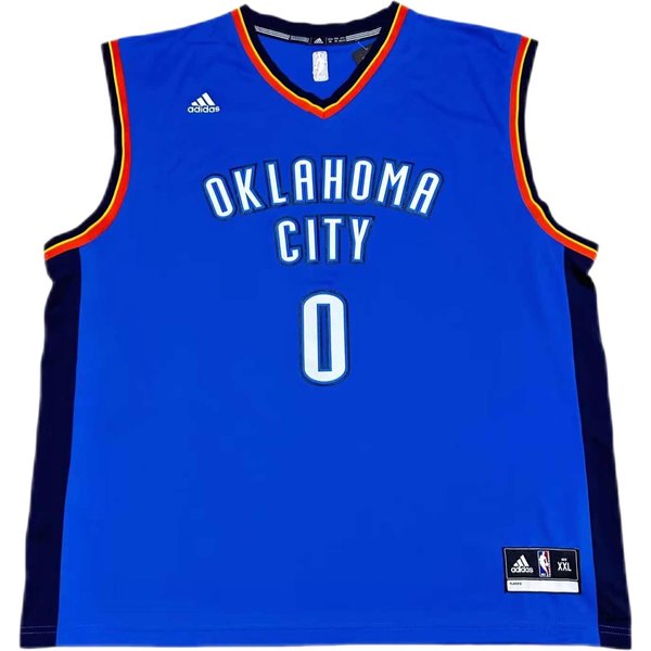 Adidas X NBA Kolaboracja Oklahoma City Thunder Russell Westbrook 0 Wyjazdowy BezręKawnik Koszulka Do KoszykóWki Z Dekoltem W Serek Unisex Koszulka Niebieska 7818A-3CB-AEB1071 M Blue-image