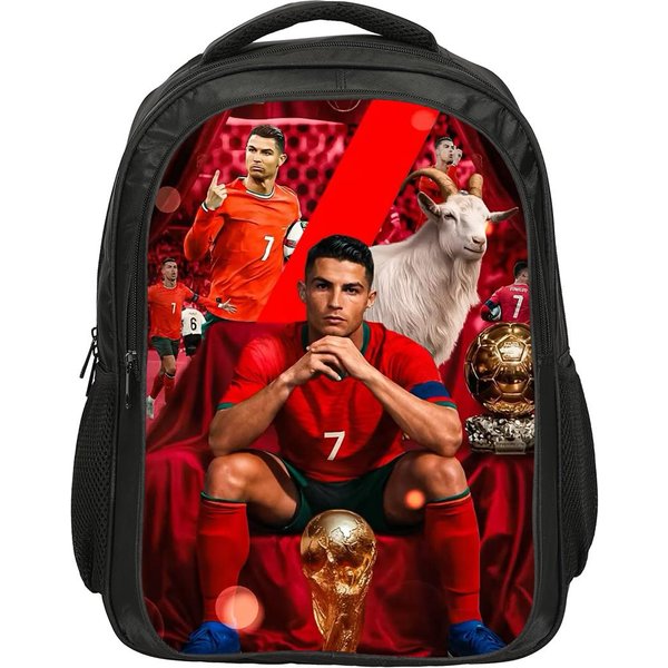 Ronaldo Plecak Dwuwarstwowy CR Gwiazda PiłKi NożNej Szkolne Torby Plecak PiłKa NożNa Sportowy Tornister PodróżNy Plecaki O DużEj PojemnośCi Red-image