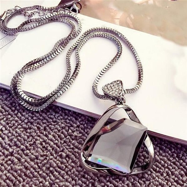 Collar Con Colgante GeoméTrico Collar Largo Para SuéTer JoyeríA Negro-image