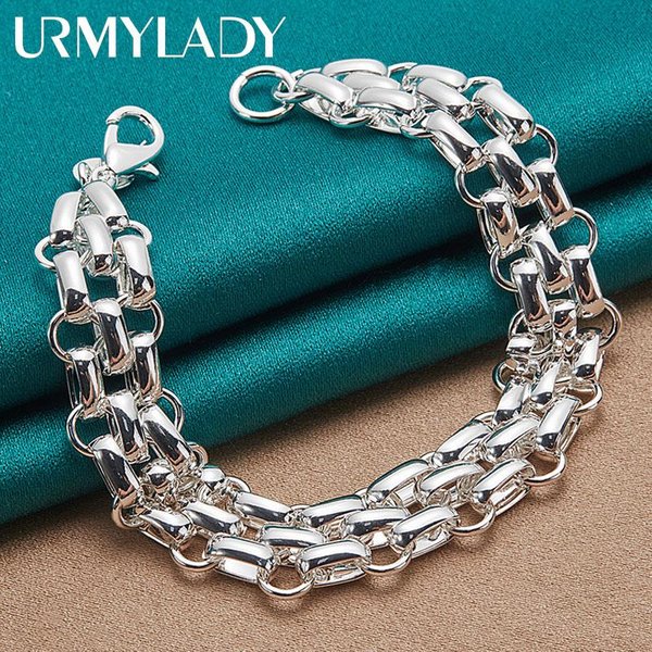 925 Sterling Silver Chain Bransoletka Fashion Charm Fine Jewelry 20Cm Blue-image