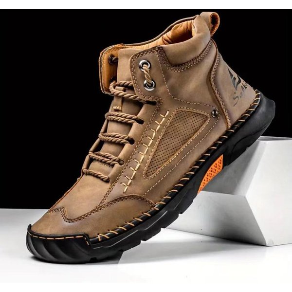 RęCznie Szyte SkóRzane Buty MęSkie Oryginalne SkóRzane Buty Na Co Dzień MęSkie Botki 48 Khaki-image