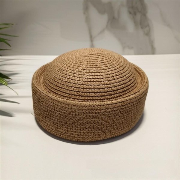 Boina De Pintor Estilo Retro Sombrero De Paja Tejido DiseñO ArtíStico Sombrero De Sol Elegante De Paja Para Mujer Caqui-image