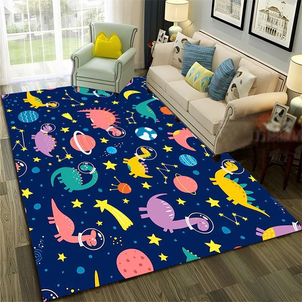 3D Uroczy Dinozaur Dino Kosmos KreskóWkowy Dywanik Dywan Do Domu Salon Sypialnia Sofa Wycieraczka Dekoracyjna, Dywanik DziecięCy AntypośLizgowa Mata PodłOgowa 40X60Cm(15X23In)-image