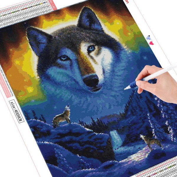 Pintura Diamante 5D Lobo Diamante Cuadrado/Redondo Completo Bordado Invierno Mosaico Animal Imagen PedreríA DecoracióN Hogar Full Square 20X30CM-image