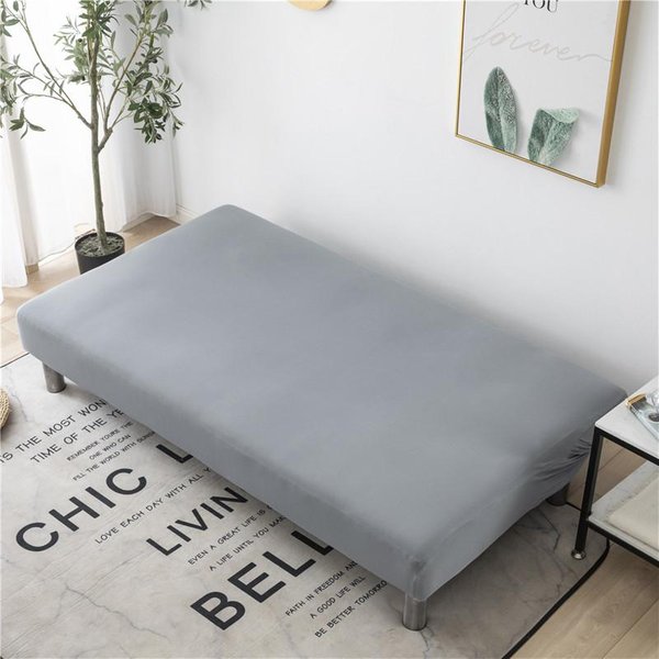 Funda Para Sofá Cama Todo Incluido Fundas Para Sofá Plegable Para Sala De Estar Ajustada Cubierta De Sofá Sin Reposabrazos Funda De Sofá Color SóLido 120-150Cm Gray-image