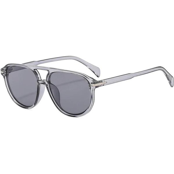 Nuevas Gafas De Sol Estilo Vintage Doble Puente Piloto Para Hombres Remaches Elegantes De DiseñAdor Para Mujeres Premium ProteccióN Solar Gafas De Sol Montura UV400 Gafas De VisióN 1PC Gray-image