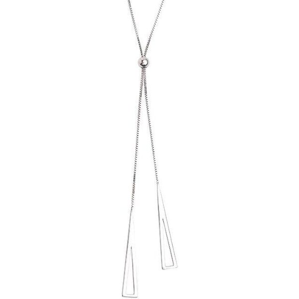 Collar De TriáNgulo Hueco De Plata De Ley 925 Para Mujer Cadena De SuéTer Pull Collar GeoméTrico JoyeríA Regalos Plata-image