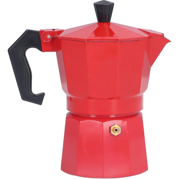 150ML 3 Tazas Cafetera Percoladora De Aluminio Cafetera Italiana Cafetera DoméStica Moka Cafetera Tetera Roja L(For 6.5-9Kg) Rojo-image