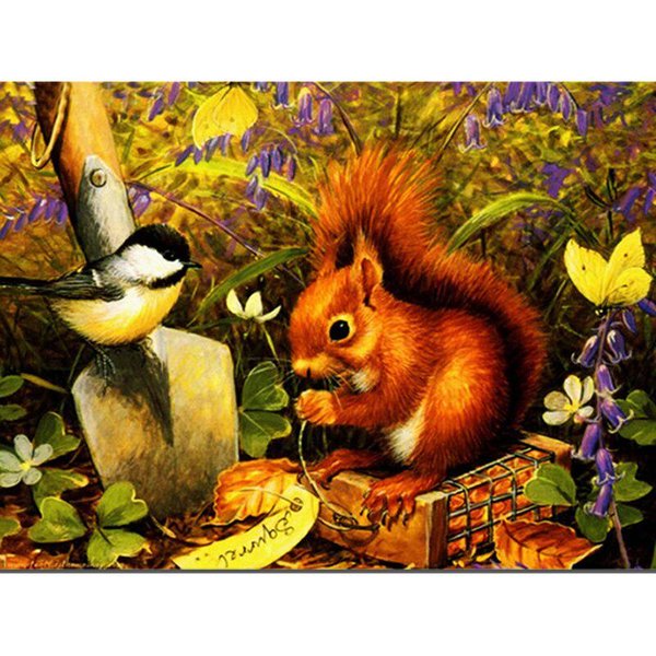 Haft Diamentowy OkrąGłY Diamentowy WiewióRka I WróBel PełNy Kryształ GóRski 5D Diamentowy Obraz śCieg KrzyżYkowy 20X30CM-image