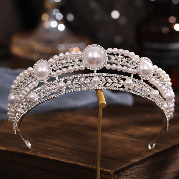 Barokowy Kryształ Panna MłOda PerłA ŚLubne Tiary Diana Korona Cyrkonia Diadem Na Konkurs PięKnośCi Opaska ŚLubne Akcesoria Do WłOsóW Tiara De Noiva-image