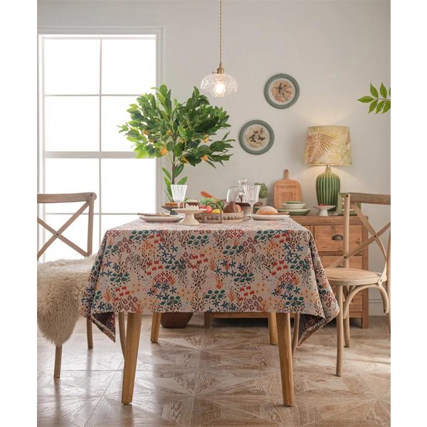 BawełNiano-Lniany Zielony Obrus, Elegancki Retro ProstokąTny PyłOszczelny Pokrowiec Na Stolik Kawowy Dekoracja Wesela Imprezy Jadalni 140X200Cm-image