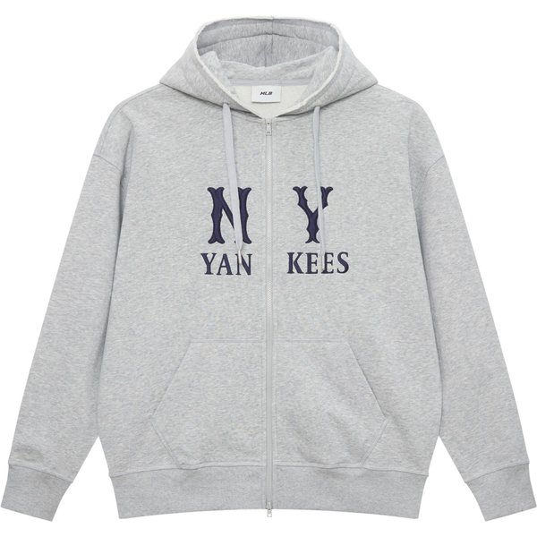 MLB New York Yankees Seria Podstawowa SS25 Jednolity Kolor Wszechstronny AmerykańSki Wygodny Casualowy Haftowane Logo MięKki Zamek BłYskawiczny Bluza 3ATRB0551-50MGS M Gray-image