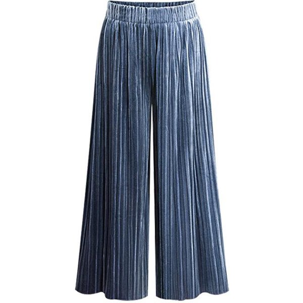 Pantalones De Cintura Alta De Pierna Ancha Para Mujer Pantalones De Nueve Puntos Casuales Para Mujer Pantalones Plisados Pantalones Sueltos Para Mujer 3XL-image