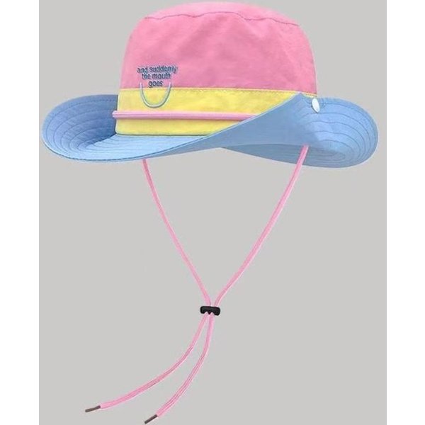 Nowy Retro Kapelusz Bucket Z DużYm Rondem Lekki Kolor Dopaminowy Kapelusz Ochrona Przeciw SłOńCu SzybkoschnąCy Kapelusz Rybacki Letni Outdoor Pink-image