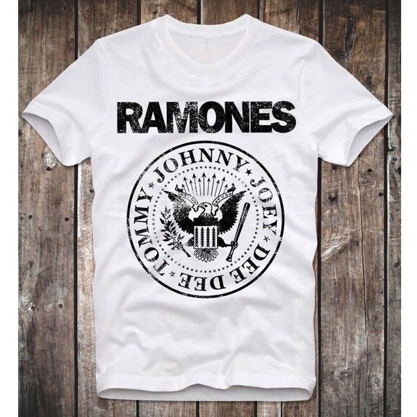Ramones Logo Banda Punk Rock AlgodóN Pesado Blanco Talla Completa Unisex Camiseta Unisex XXL-image