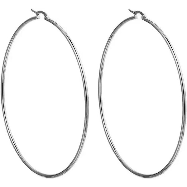 Pendientes De Aro Exagerados Grandes Redondos Lisos De Acero Inoxidable 40 60 70 80Mm Pendientes De Aro Redondos Simples Para Fiesta Para Mujeres 20MM-image