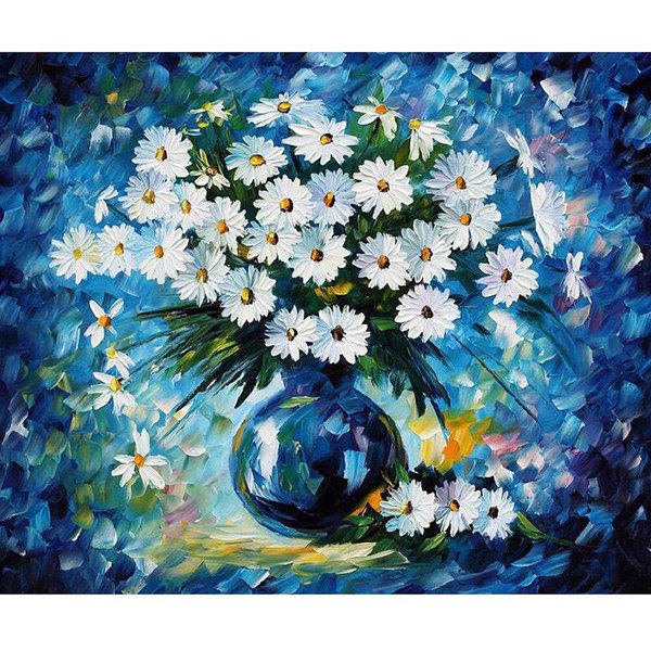 Pintura De Diamantes 5D Completa DIY Punto De Cruz JarróN Margarita PequeñA Mosaico Bordado De Diamantes Labores 20X30CM Black-image
