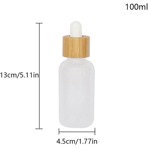 Botellas Cuentagotas De Vidrio VacíAs, Pipeta Para Ojos, Tapa De Bambú De Madera, Aceites Esenciales, 5Ml-100Ml 100Ml White-image