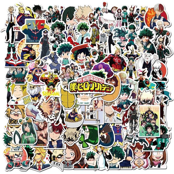 100 Sztuk Naklejki My Hero Academia Naklejki DIY Scrapbooking Telefon Bagaż Deskorolka Wodoodporne Naklejki Multikolor-image