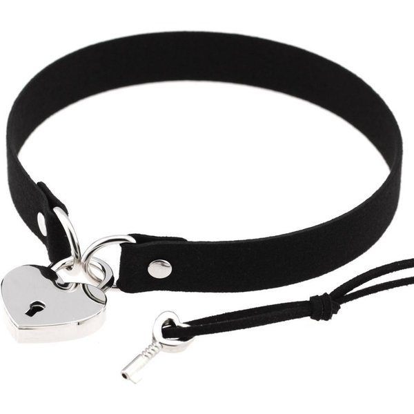 Collar Gargantilla CorazóN Con Candado Para Mujeres Collar De Candado Y Llave De Amor Regalo De Pareja JoyeríA GóTica Para El Cuello Accesorios GóTicos Black-image