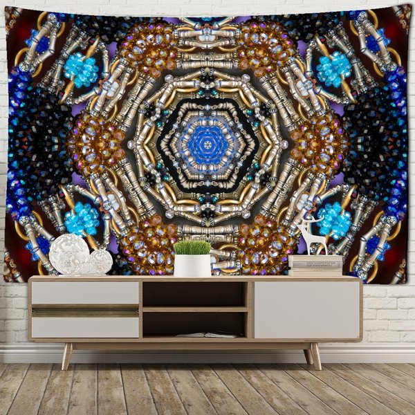 Psychodeliczna Mandala Gobelin ŚCienny WisząCy Czarostwo Hippie Siedem Czakr Kolorowe TłO Tkanina Estetyka PokóJ WystróJ Domu 95X70Cm-image