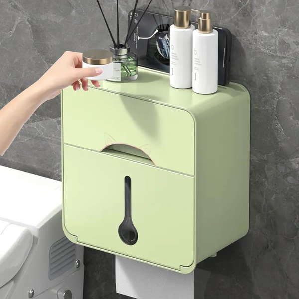 Caja Para Papel HigiéNico Sin Perforaciones Caja Para Papel En Rollo Soporte Para Papel HigiéNico DoméStico Soporte Impermeable Para PañUelos De Papel 22Cm*12.6Cm*23Cm-image