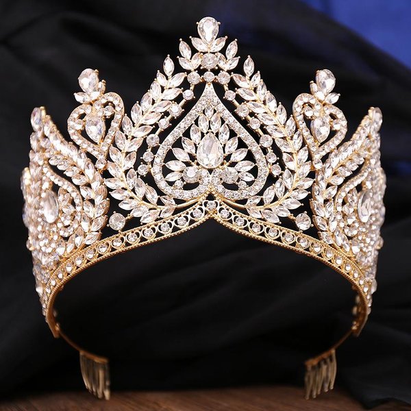 KróLewska KróLowa KryształOwy Diadem Korona ŚLubna Konkurs Miss Tiary Grzebienie Ozdoba GłOwy Panna MłOda Suknia ŚLubna BiżUteria Do WłOsóW Akcesoria White-image