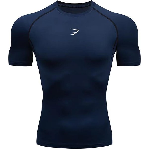 MęSkie Koszulki Sportowe Kompresyjne Z KróTkim RęKawem Do Biegania SiłOwni Fitness Koszulki Sportowe MęSkie Dresy Do Biegania Homme Koszulki Sportowe Topy 902 XL Blue-image