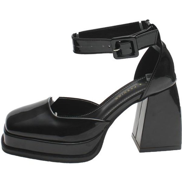 Rimocy Zapatos De SalóN Retro De Punta Cuadrada Con Correa Al Tobillo Para Mujer Punk GóTico Tacones Altos Gruesos Zapatos De Plataforma Mujer Charol Zapatos Mary Jane 34 Black-image