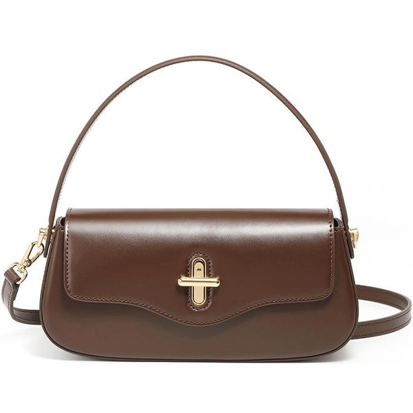 Bolso De Mano Baguette De Cuero Primavera/Verano Bolso Bandolera De Un Solo Hombro De SensacióN Superior Para Mujer Bolso De Axila Para Mujer 26*5.5*13 Café-image
