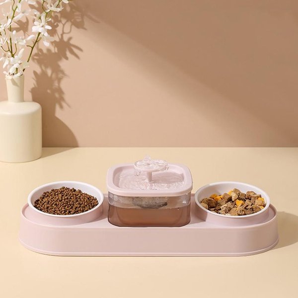 Cuenco De Comida Para Gatos, Comedero AutomáTico Para Mascotas, Dispensador De Agua, Recipiente Para Comida Para Perros Y Gatos, Plato Para Beber, Cuenco Doble Antideslizante-image