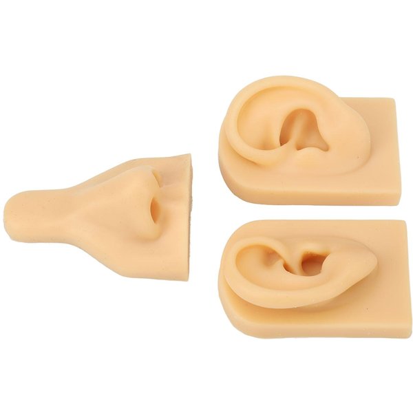 Silikonowy Model Nosa Ucha Symulacja 3D Zestaw Modeli Nosa Ucha Do ĆWiczeń Piercingu Nauczania Ciemna SkóRa Beige-image