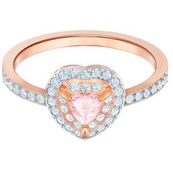 Anillo Swarovski One Ring Pink Ocean Heart Chapado En Oro Para Mujer, Color Oro Rosa 5470690 Box (Random Color),58 Beige-image
