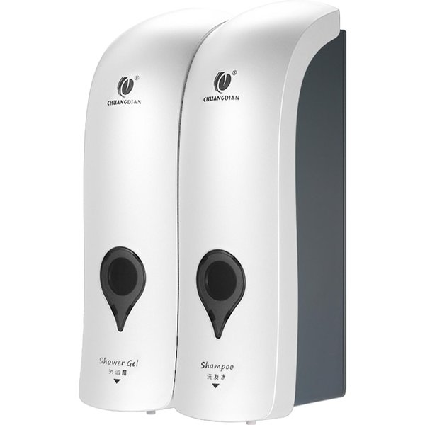 Chuangdian 300Ml*2 Dispensador De JabóN Manual De Doble Cabezal Montado En La Pared Gel De Ducha Champú LíQuido Blanco-image