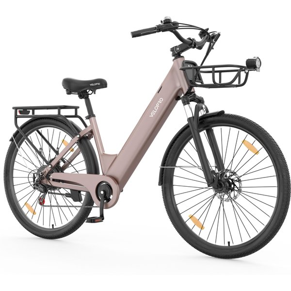 Bicicleta EléCtrica Urbana Velopro C1 PRO 28 Con Motor De 250W Y BateríA De 36V 18Ah Champagne-image