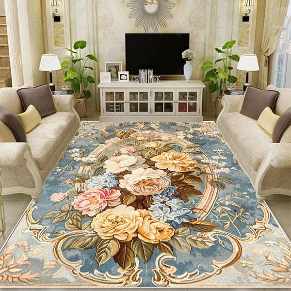 Alfombras De DecoracióN Retro Estilo Europeo Alfombras Sala De Estar PatróN De Flores Alfombras ÁRea De Sofá Pasillo Alfombra Felpudo Dormitorio Vestidor Suelo Antideslizante 60*90Cm Brown-image