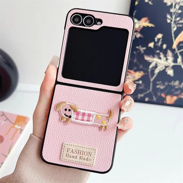Odporne Na WstrząSy Etui Ze SkóRy Z KreskóWką Na Telefon Samsung Galaxy Z Flip 6 5 4 3 Flip6 Flip5 Flip4 Flip3 5G OsłOna Ochronna For Samsung Galaxy Z Flip6 Black-image